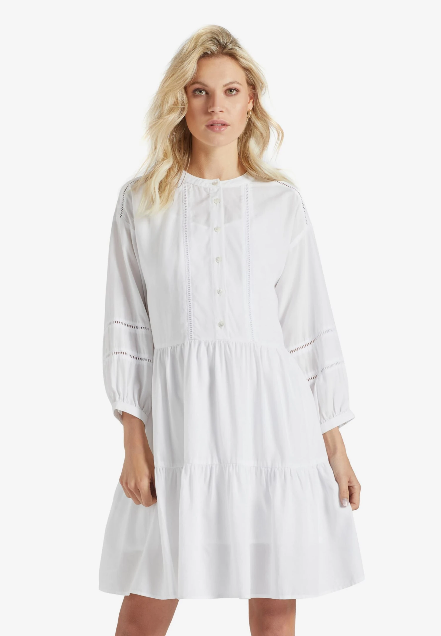 Khujo Blusenkleider Kleid Crepes Frauen Weiß 3 Khujo Blusenkleider Kleid Crepes Frauen Weiß – Bild 2